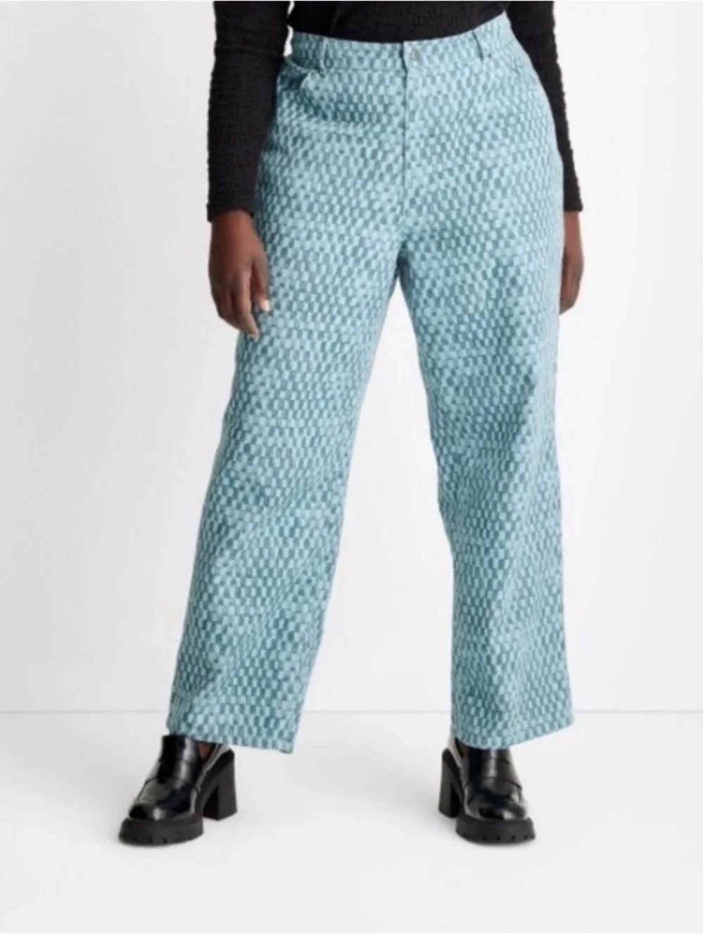 Future Collective Checkered Denim Two-Piece Set